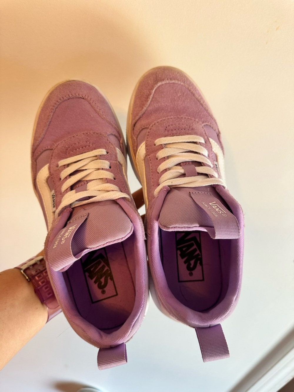 Vans Women’s Lilac Suede Low-Top Sneakers with White Stripe - Picture 5 of 7